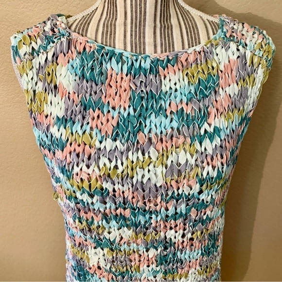 NEW Ocote Braided Top XS /S Pastel Multicolor Cotton/Poly Sleeveless Knit Design - Picture 2 of 13